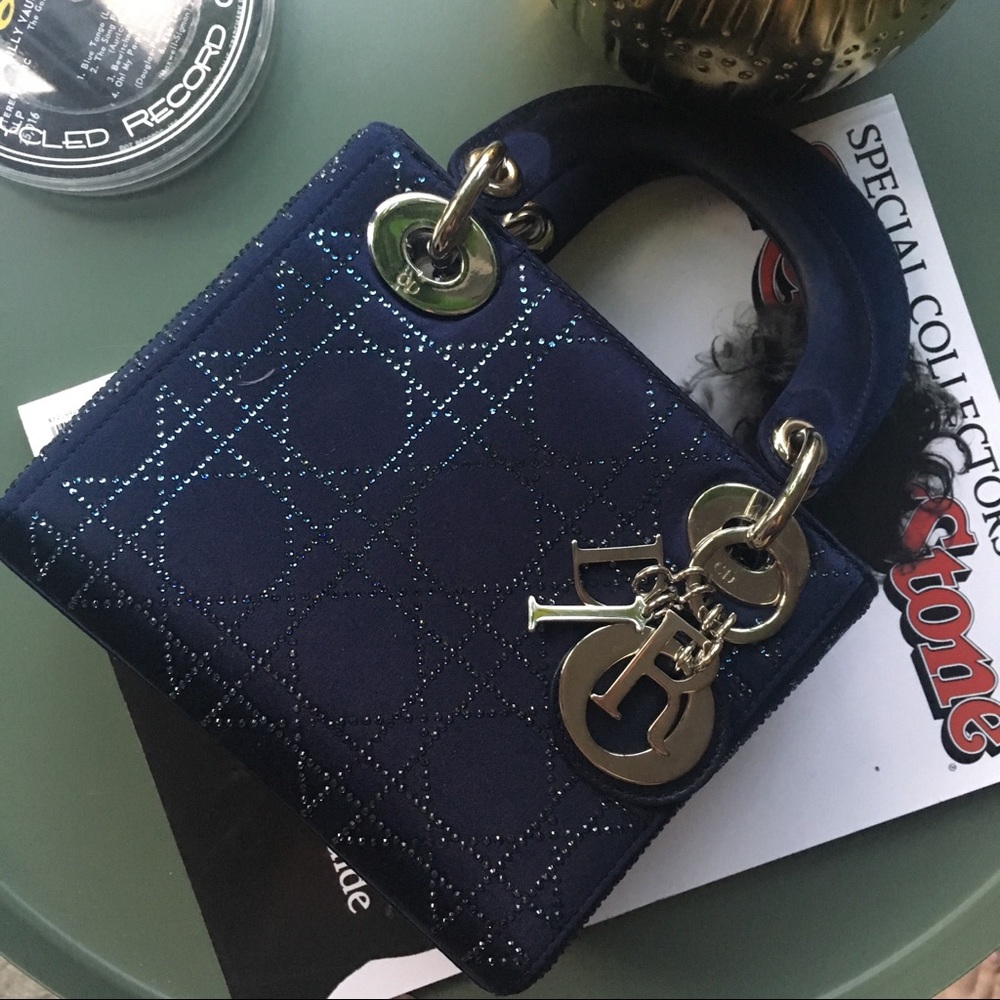 LADY DIOR LIMITED EDITION MINI BLUE SATIN BAG